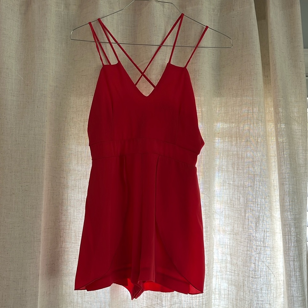 Oxford Sunday red romper